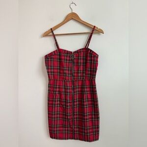Plaid Zipper Mini Dress